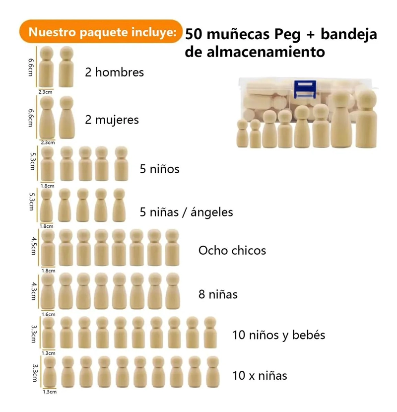 JUEGO DE 50 FIGURAS DE MADERA PARA MANUALIDADES Y DIY - 2