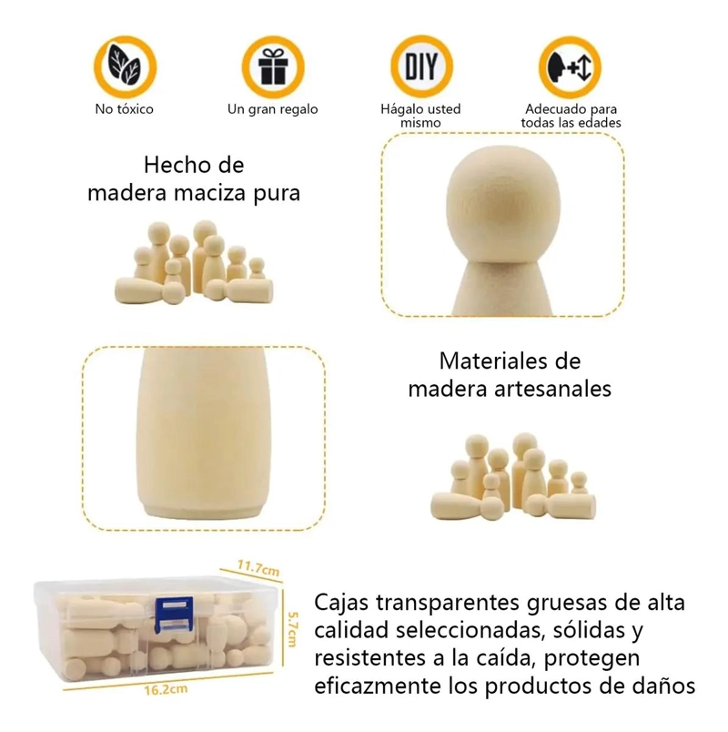 JUEGO DE 50 FIGURAS DE MADERA PARA MANUALIDADES Y DIY - 3