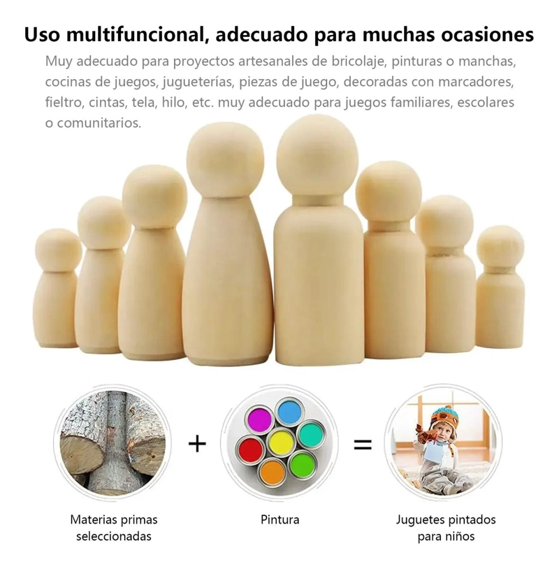 JUEGO DE 50 FIGURAS DE MADERA PARA MANUALIDADES Y DIY - 4