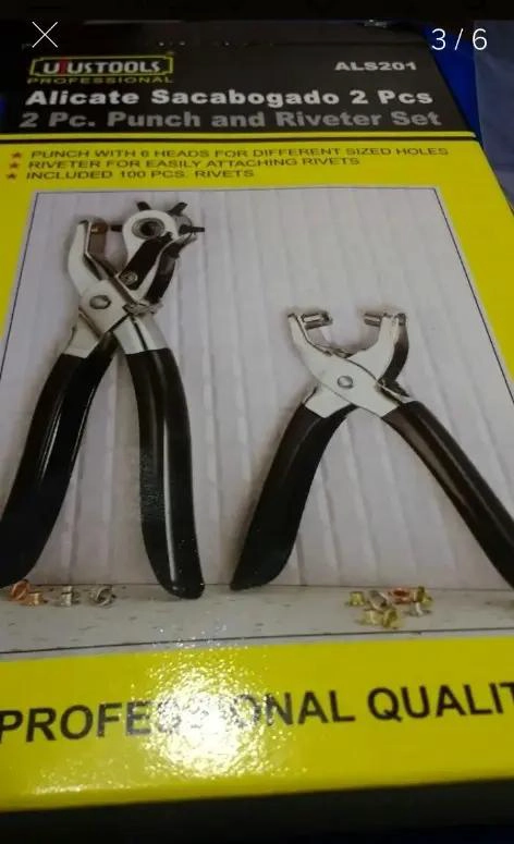ALICATE PERFORADOR Y PRENSA PARA OJETILLOS 4MM CON 100 REMACHES - 2