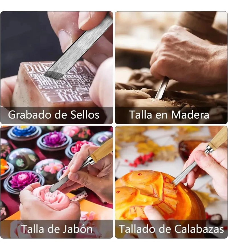 PACK DE 12 CINCELES PARA TALLADO EN MADERA - 5