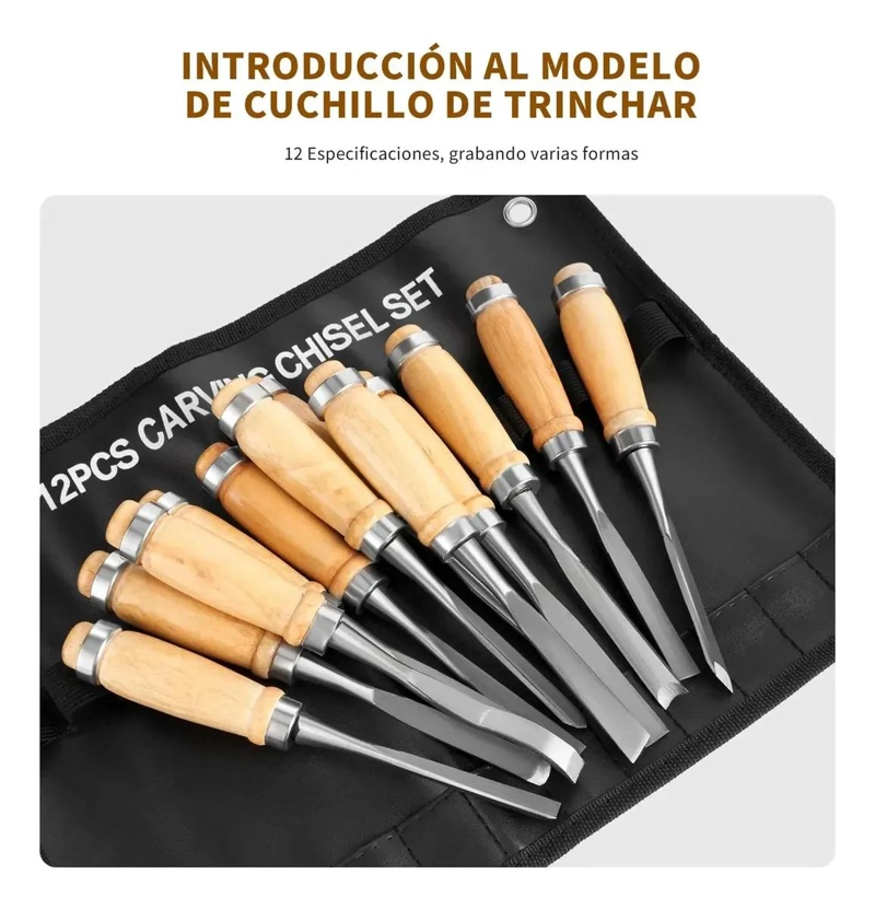 PACK DE 12 CINCELES PARA TALLADO EN MADERA - 6
