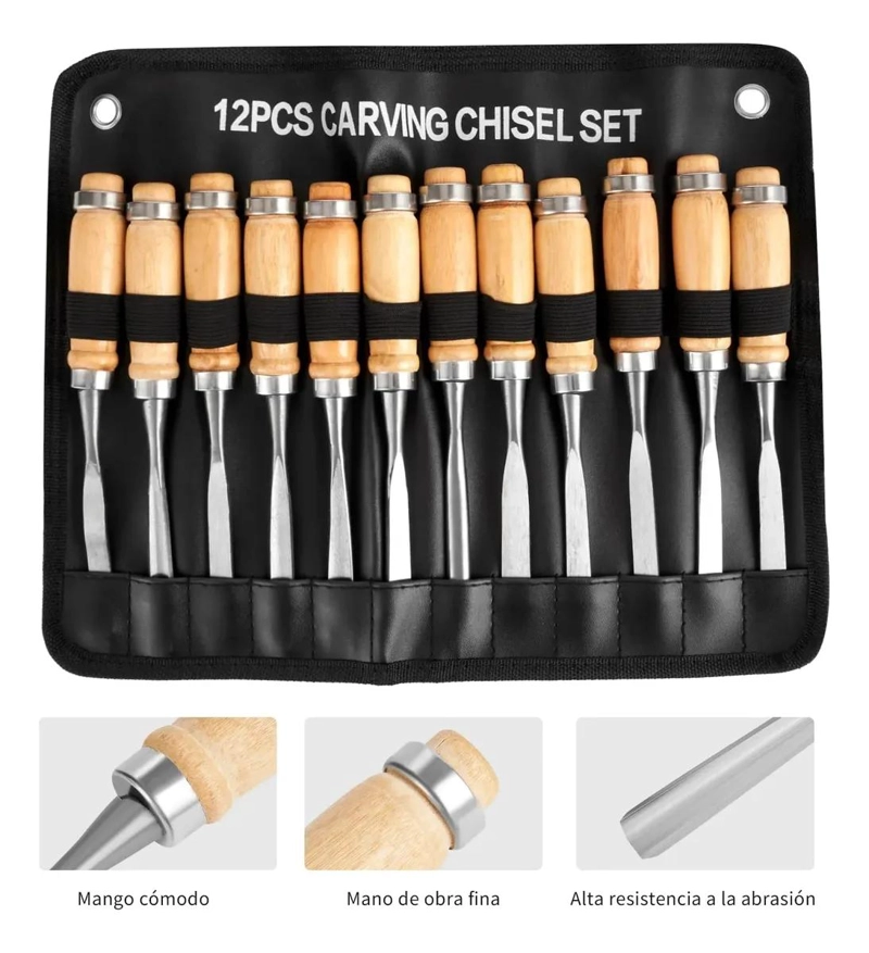 PACK DE 12 CINCELES PARA TALLADO EN MADERA - 7