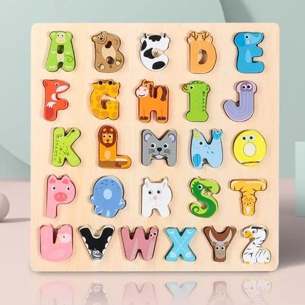 PUZZLE DE MADERA ABECEDARIO CON ANIMALES PARA NIÑOS - 1