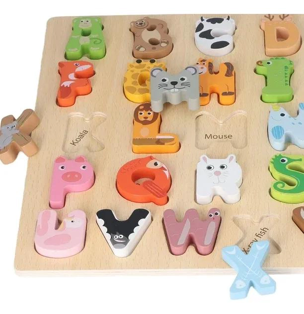 PUZZLE DE MADERA ABECEDARIO CON ANIMALES PARA NIÑOS - 3