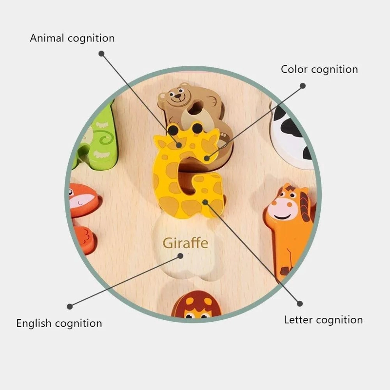 PUZZLE DE MADERA ABECEDARIO CON ANIMALES PARA NIÑOS - 5