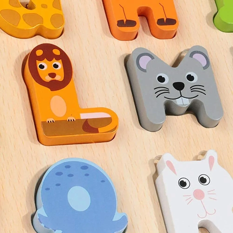 PUZZLE DE MADERA ABECEDARIO CON ANIMALES PARA NIÑOS - 6