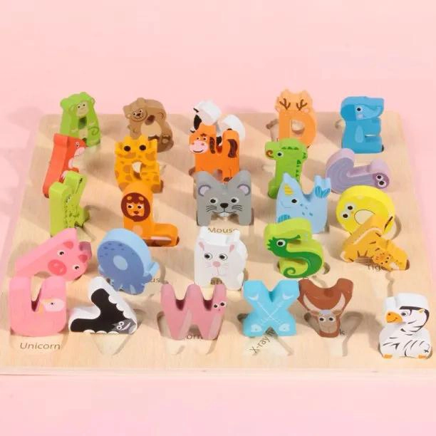 PUZZLE DE MADERA ABECEDARIO CON ANIMALES PARA NIÑOS - 7
