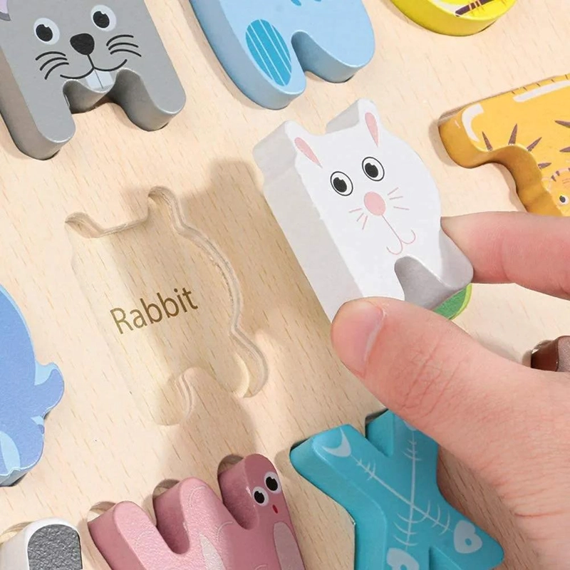 PUZZLE DE MADERA ABECEDARIO CON ANIMALES PARA NIÑOS - 8