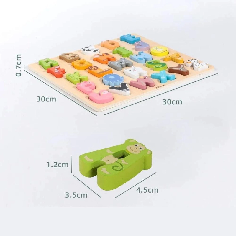 PUZZLE DE MADERA ABECEDARIO CON ANIMALES PARA NIÑOS - 9