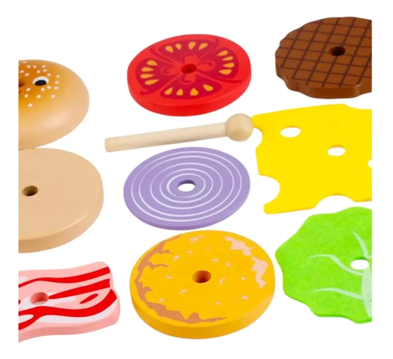 PUZZLE DIDACTICO DE MADERA PARA ARMAR HAMBURGUESAS - 6