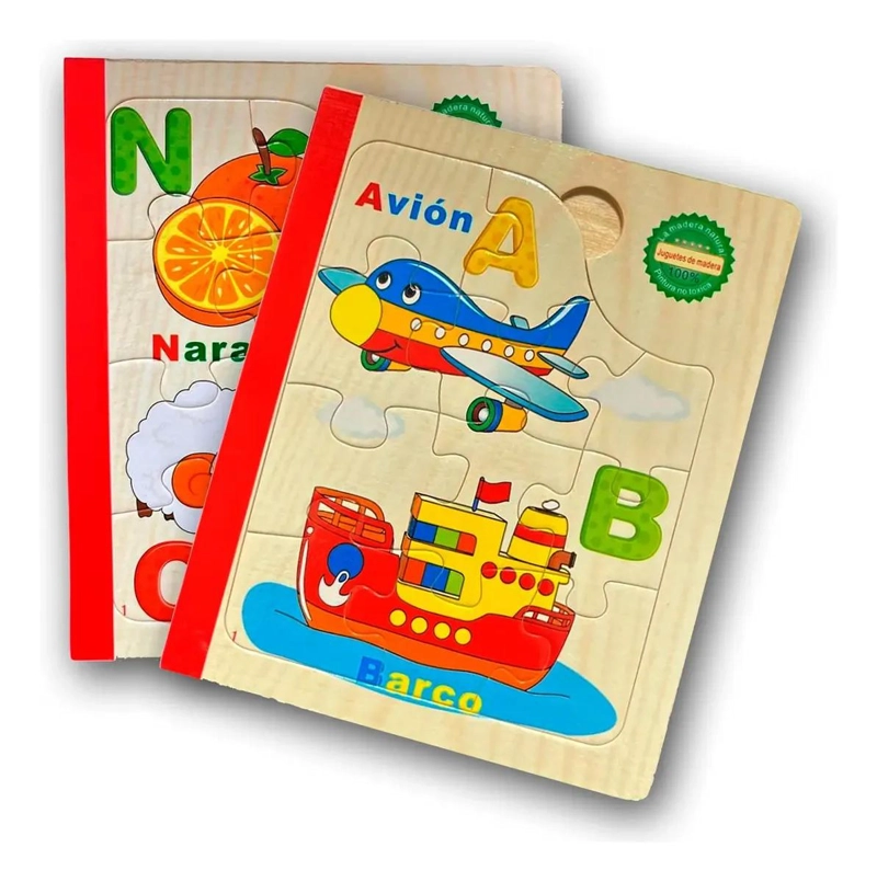 LIBRO PUZZLE DE MADERA PARA BEBE S DE 1 A 3 AÑOS - 1