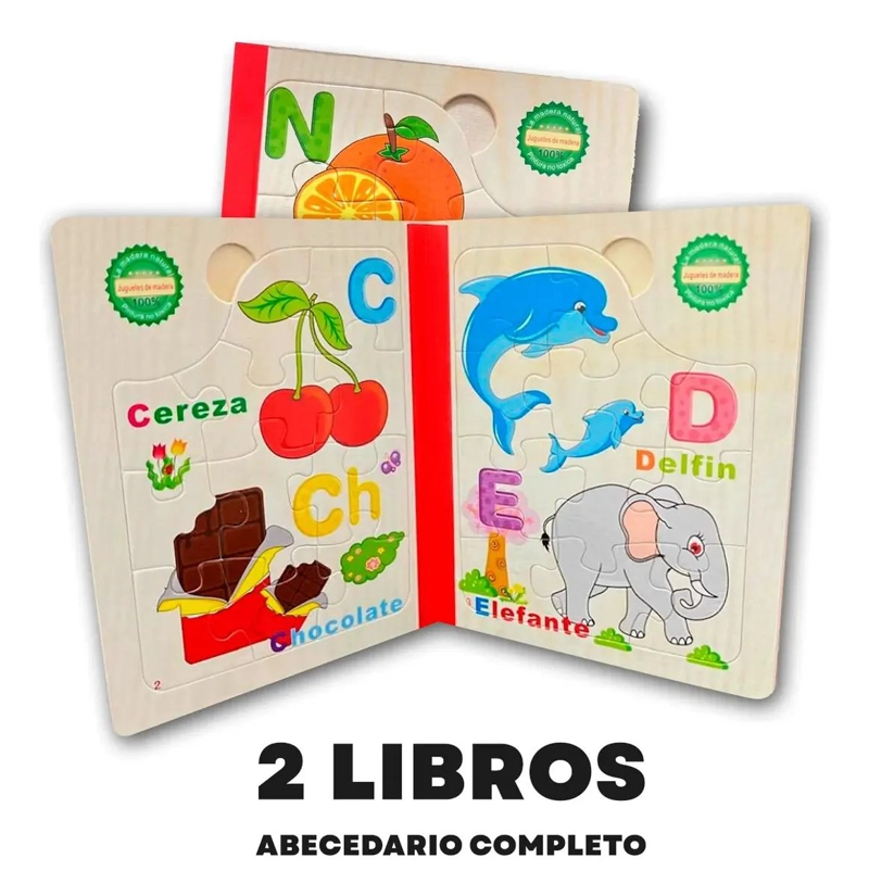 LIBRO PUZZLE DE MADERA PARA BEBE S DE 1 A 3 AÑOS - 2