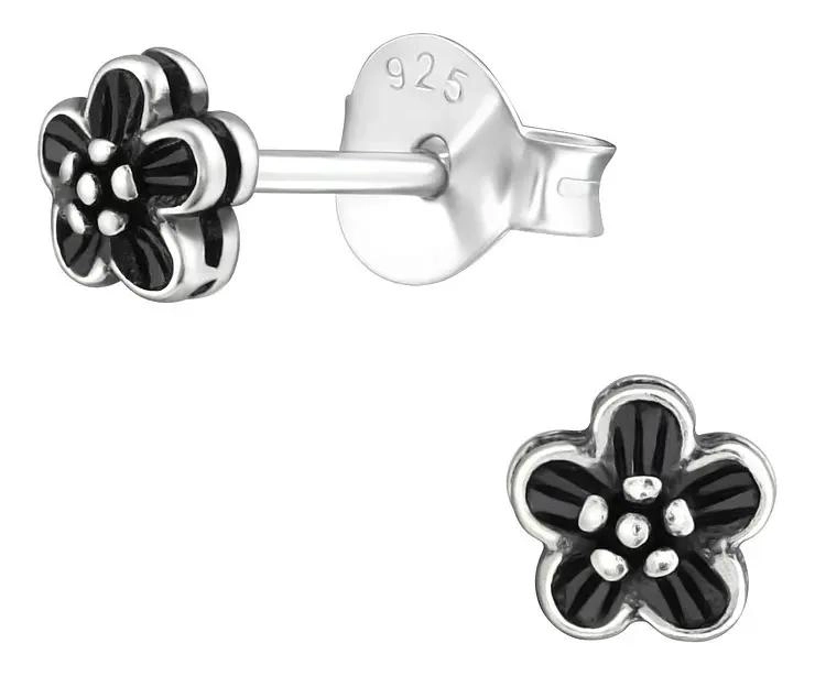 AROS MINI FLOR DE PLATA 925 PARA PERFORACIONES PEQUEÑAS - 1