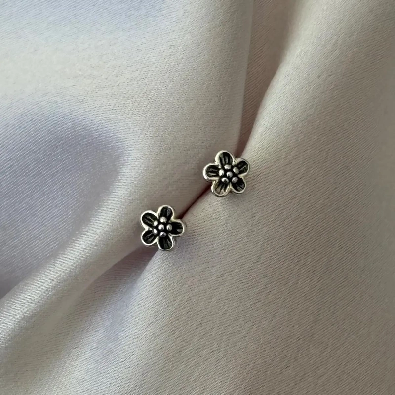 AROS MINI FLOR DE PLATA 925 PARA PERFORACIONES PEQUEÑAS - 2