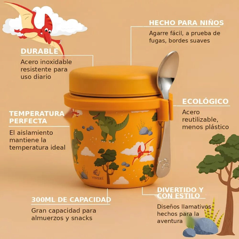 TERMO INFANTIL DINOSAURIOS CON CUCHARA 300ML - 7
