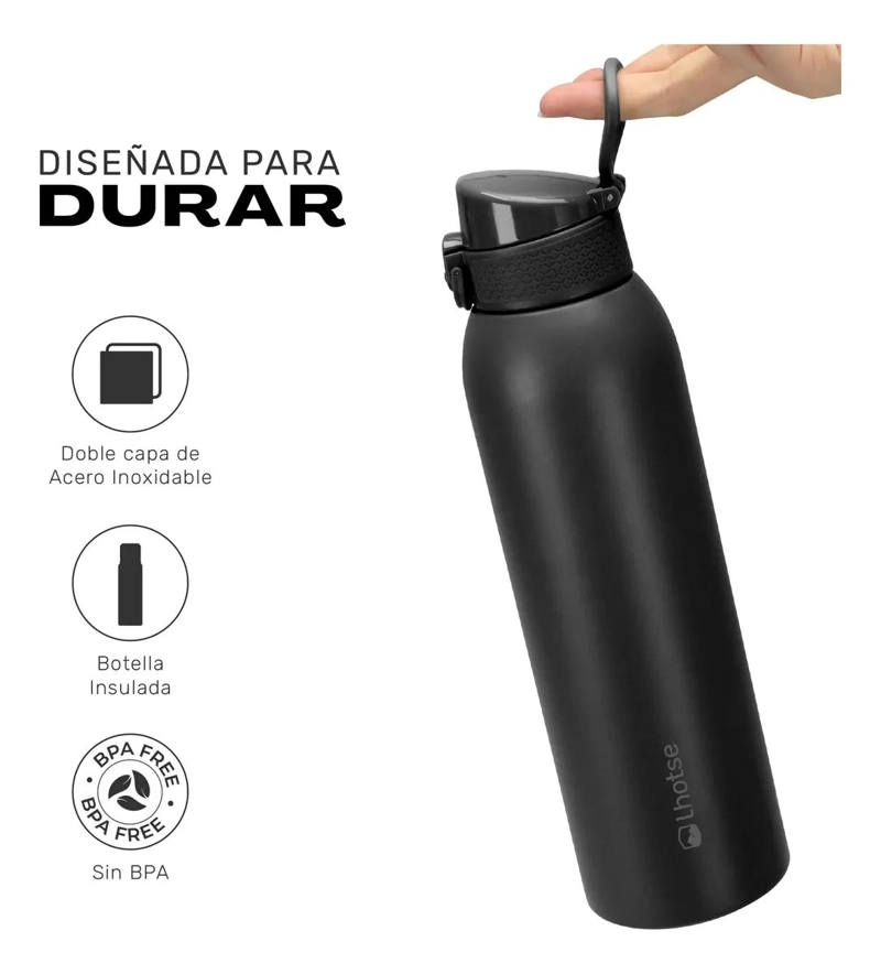 BOTELLA TE RMICA DE ACERO INOXIDABLE 1L CON 3 TAPAS INTERCAMBIABLES - 3