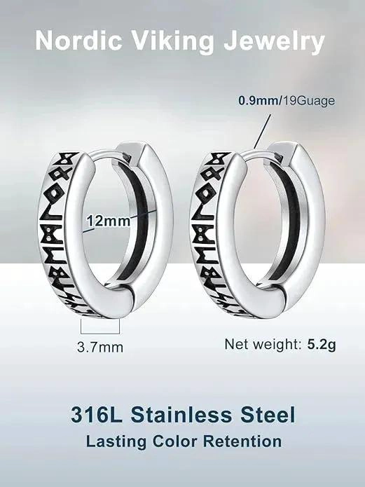 ARETES DE ARO VIKINGOS EN ACERO INOXIDABLE PARA HOMBRE Y MUJER - 3