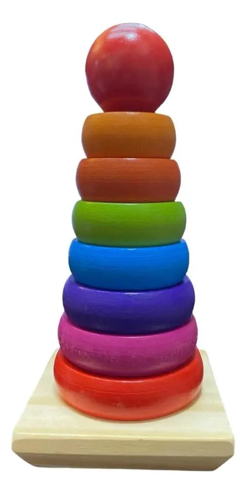 TORRE DE MADERA PARA APILAR Y APRENDER COLORES - 1