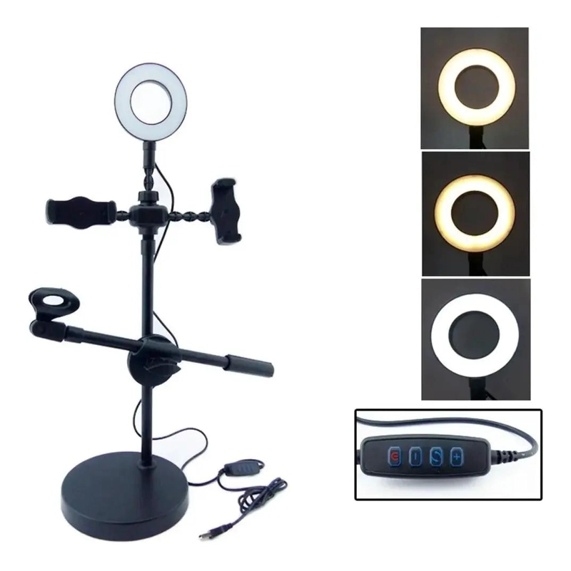 ARO DE LUZ LED CON TRIPODE Y SOPORTE AJUSTABLE PARA FOTOGRAFIA - 3
