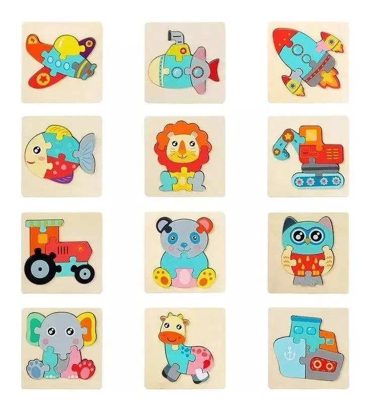 PACK DE 9 ROMPECABEZAS DE MADERA 3D PARA NIÑOS - 3