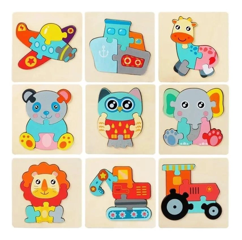 PACK DE 9 ROMPECABEZAS DE MADERA 3D PARA NIÑOS - 8