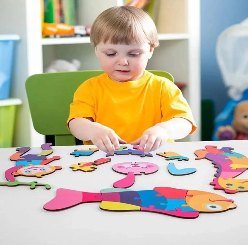 ROMPECABEZAS DE MADERA 3D PARA NIÑOS CON ANIMALES COLORIDOS - 2