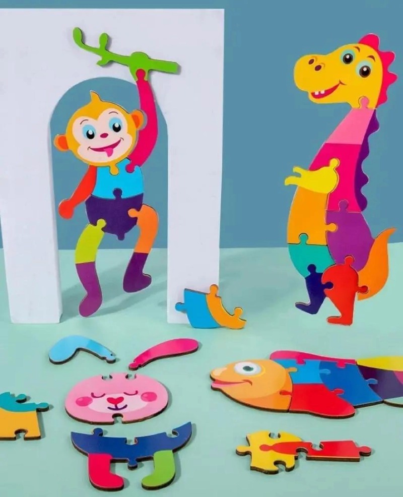 ROMPECABEZAS DE MADERA 3D PARA NIÑOS CON ANIMALES COLORIDOS - 4