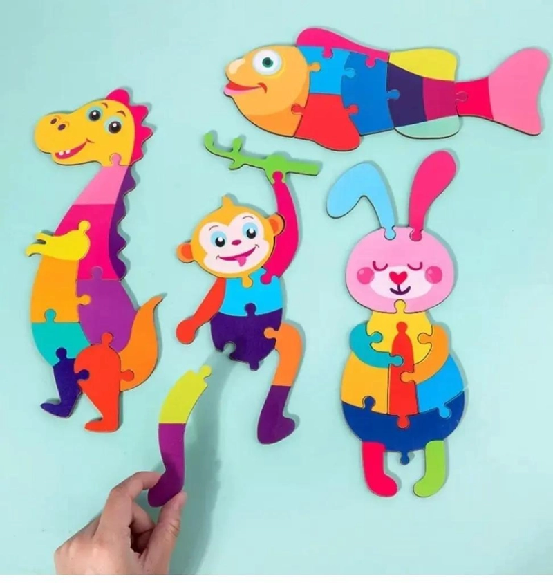 ROMPECABEZAS DE MADERA 3D PARA NIÑOS CON ANIMALES COLORIDOS - 5