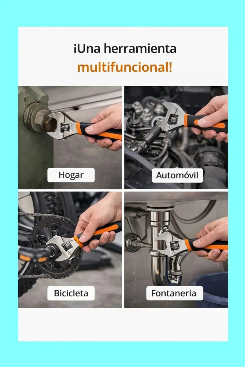 LLAVE AJUSTABLE COMPACTA CON MANGO ERGONOMICO ANTIDESLIZANTE - 7
