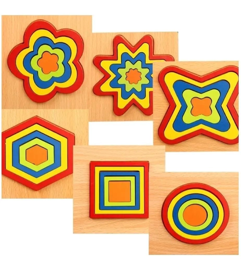 ROMPECABEZAS DE MADERA CON FORMAS GEOME TRICAS PARA NIÑOS - 2