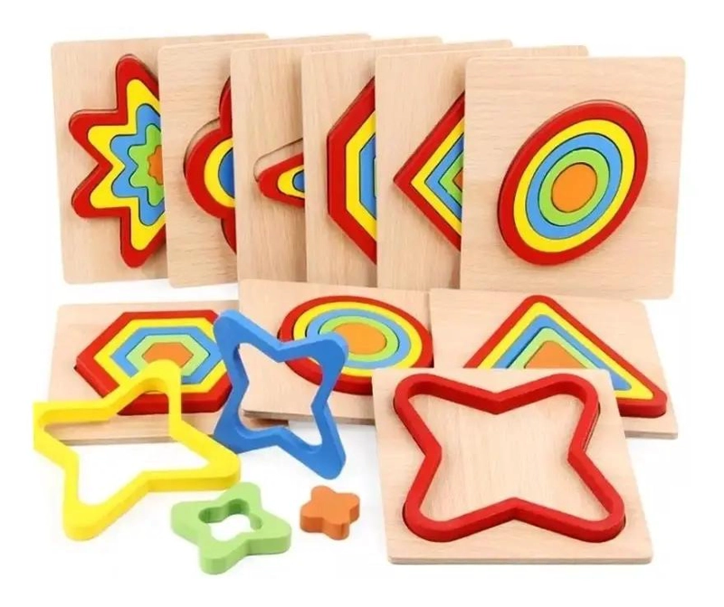 ROMPECABEZAS DE MADERA CON FORMAS GEOME TRICAS PARA NIÑOS - 3