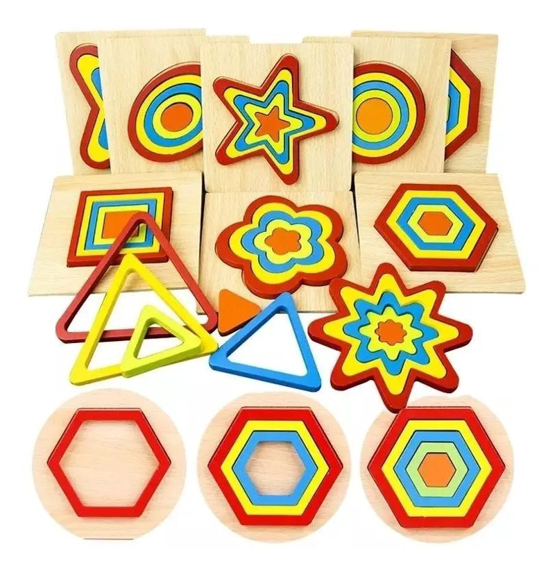 ROMPECABEZAS DE MADERA CON FORMAS GEOME TRICAS PARA NIÑOS - 4