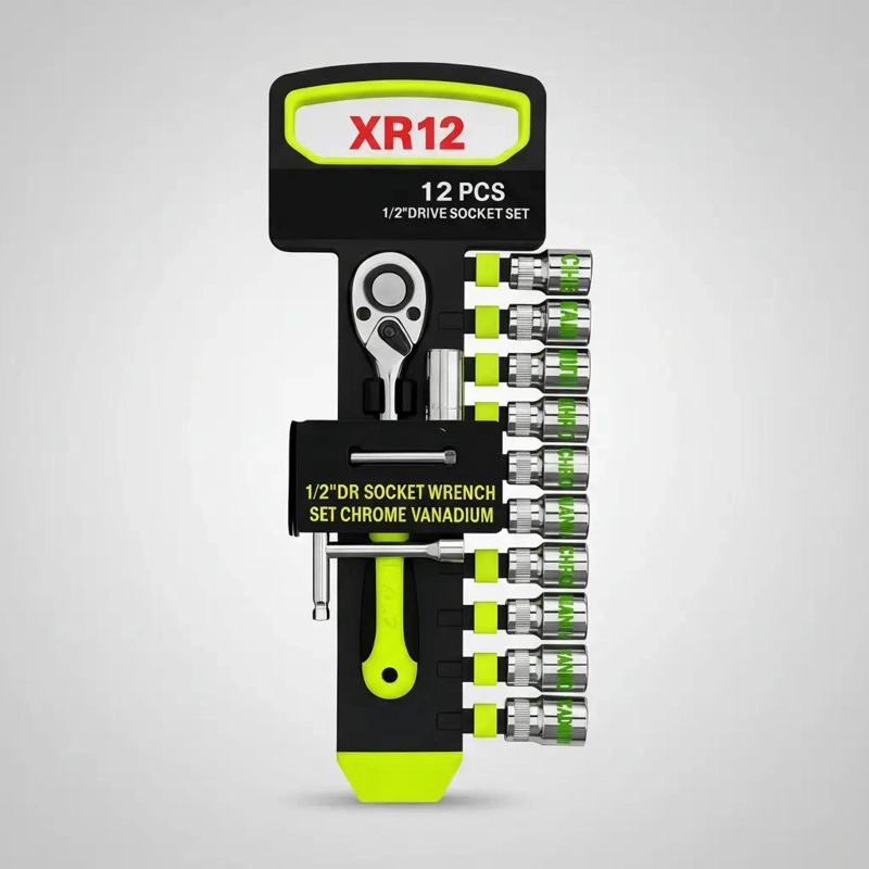 SET DE DADOS 1/2' 12 PIEZAS ACERO CROMO VANADIO - 4