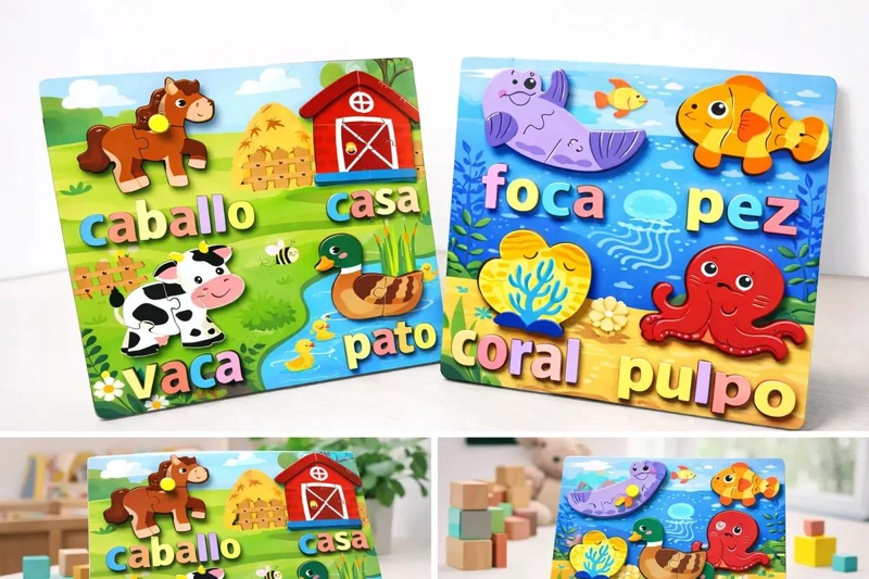 ROMPECABEZAS DE MADERA DIDACTICO CON ANIMALES Y LETRAS - 3