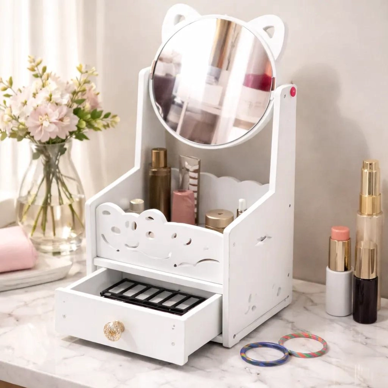 ORGANIZADOR DE MAQUILLAJE ROSA CON DISEÑO ELEGANTE Y FUNCIONAL - 4