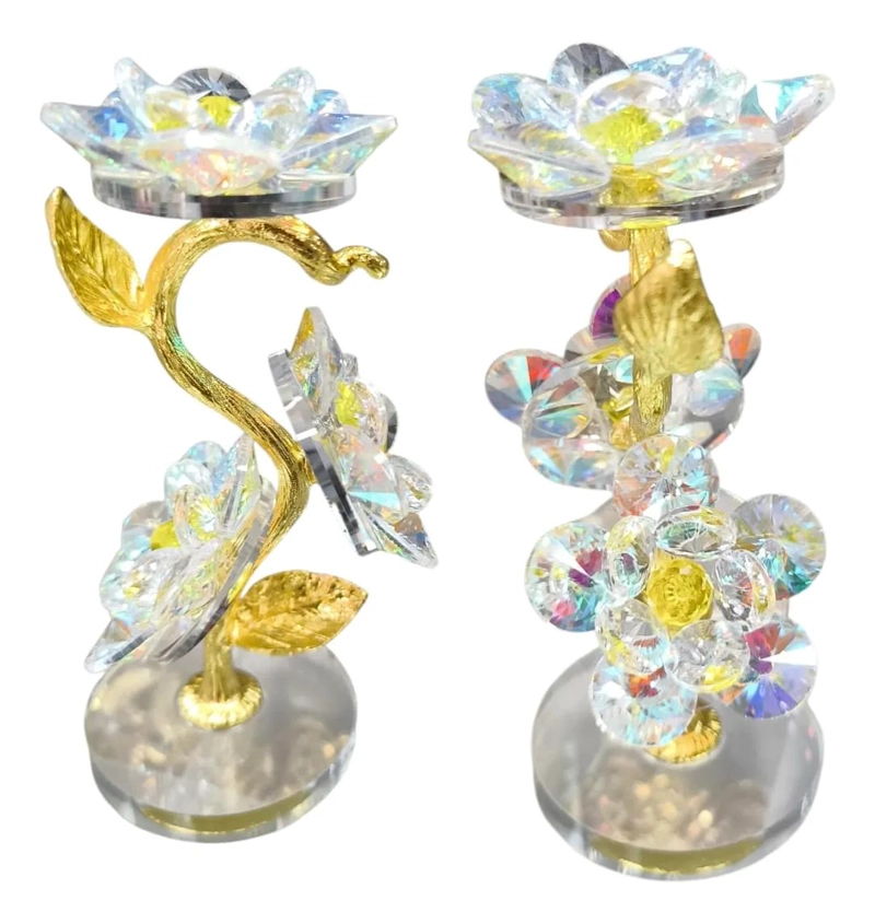 ADORNO DECORATIVO DE FLORES DE VIDRIO TORNASOL DE 11.5 CM - 2
