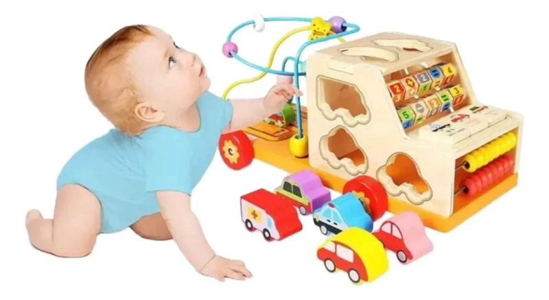 AUTO MONTESSORI DE MADERA PARA DESARROLLO INFANTIL - 1