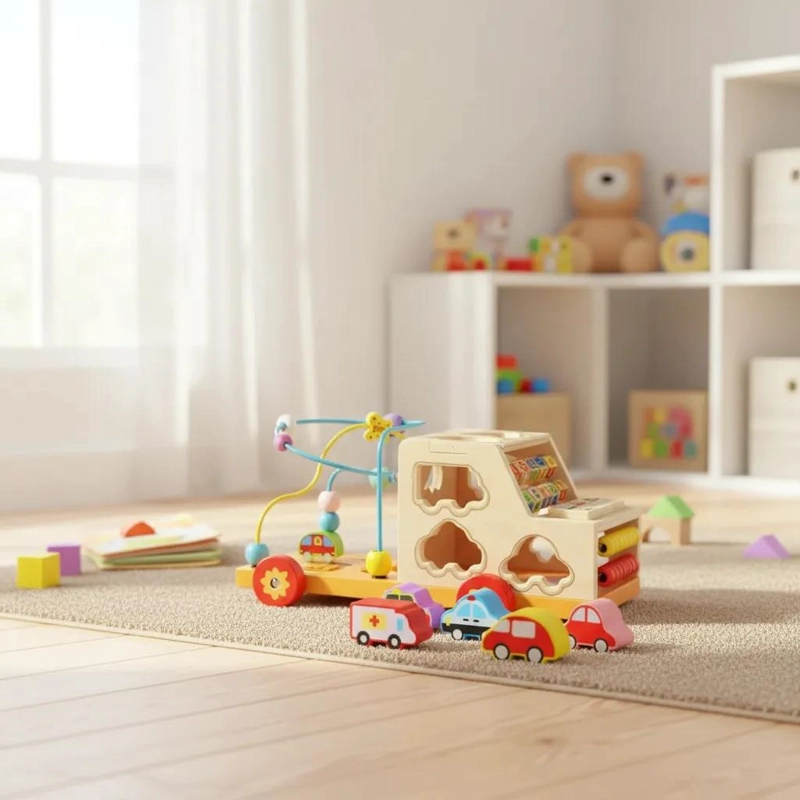 AUTO MONTESSORI DE MADERA PARA DESARROLLO INFANTIL - 2