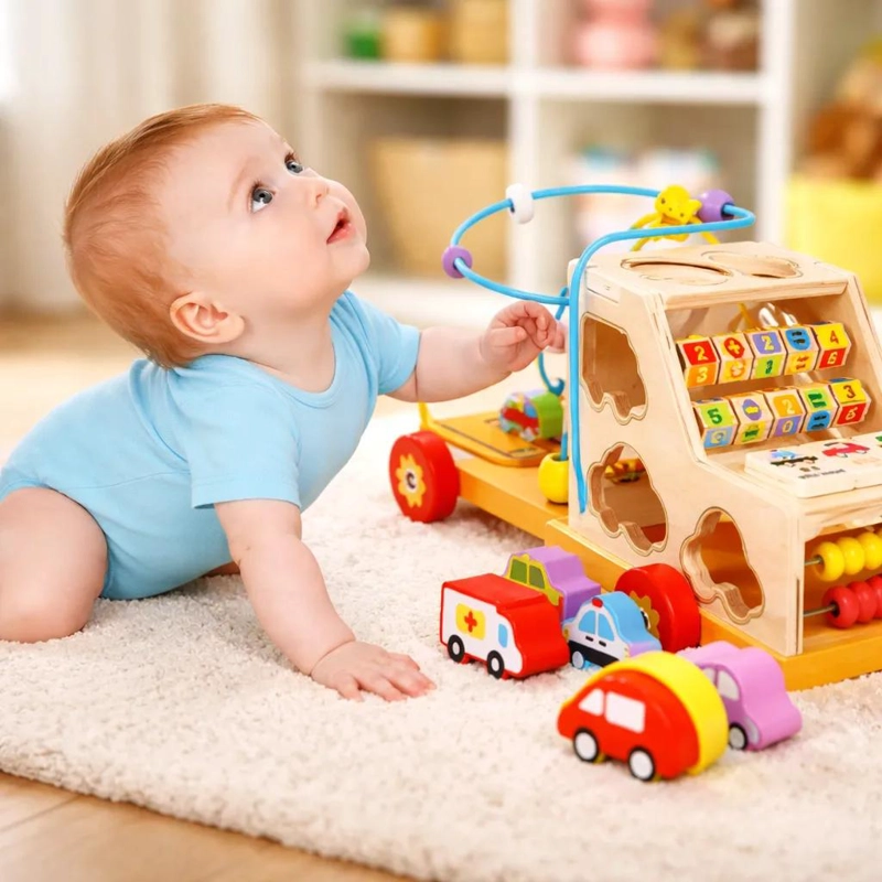 AUTO MONTESSORI DE MADERA PARA DESARROLLO INFANTIL - 3