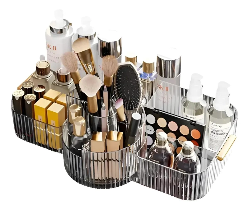 CAJA ORGANIZADORA DE MAQUILLAJE CRISTAL ELEGANTE CON COMPARTIMENTOS - 1