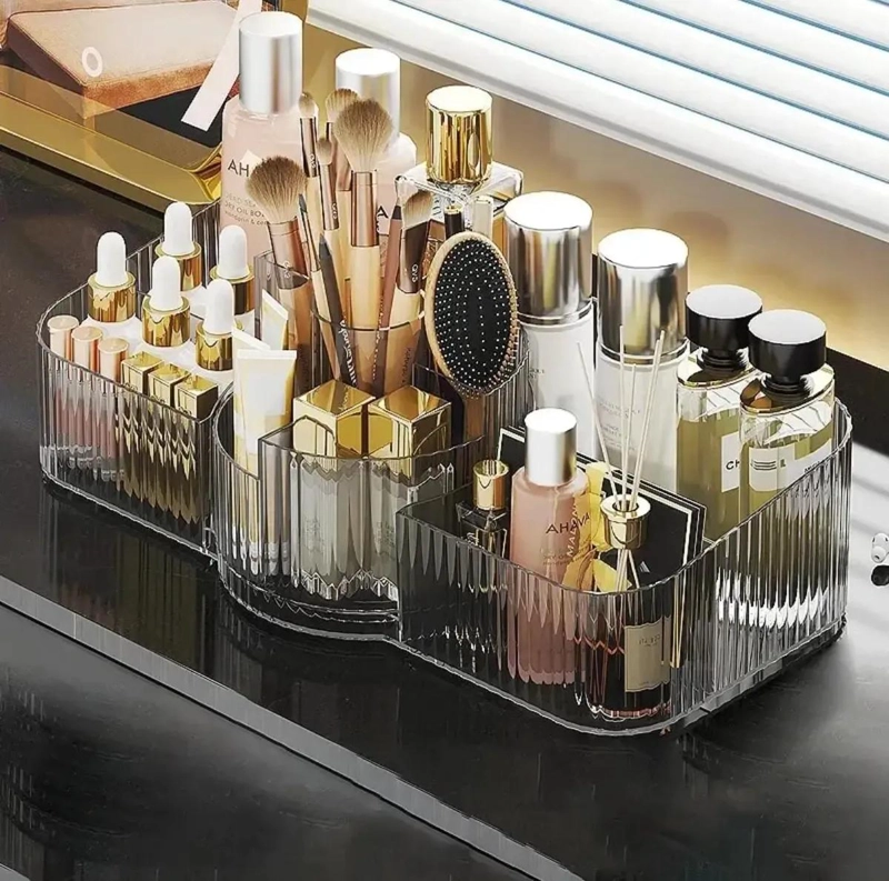 CAJA ORGANIZADORA DE MAQUILLAJE CRISTAL ELEGANTE CON COMPARTIMENTOS - 3
