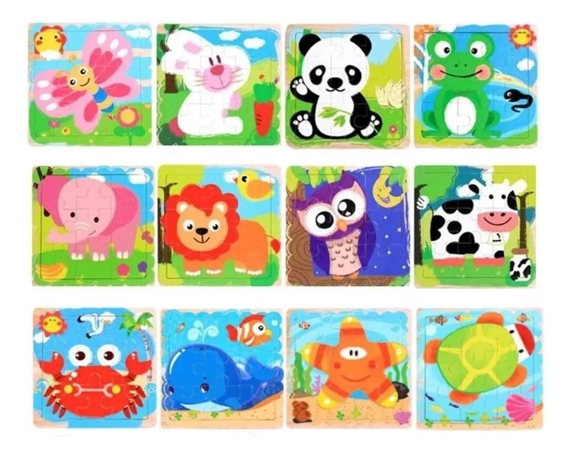 ROMPECABEZAS DIDACTICO DE MADERA PARA NIÑOS CON ANIMALES - 1
