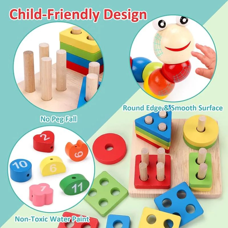 PACK DE 9 JUGUETES DIDACTICOS DE MADERA PARA NIÑOS - 10