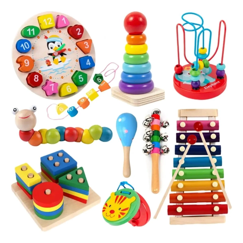 PACK DE 9 JUGUETES DIDACTICOS DE MADERA PARA NIÑOS - 3