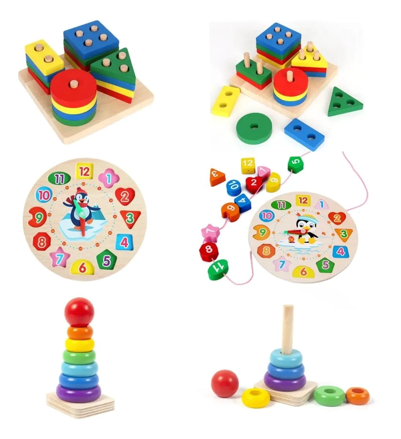PACK DE 9 JUGUETES DIDACTICOS DE MADERA PARA NIÑOS - 5
