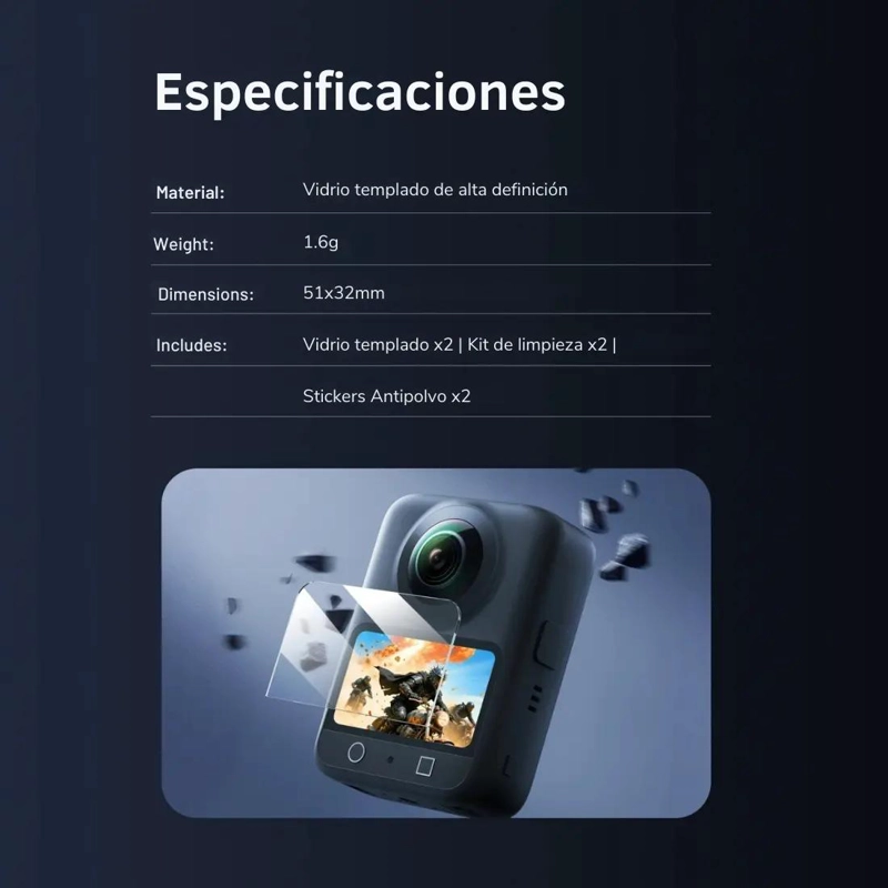 VIDRIO TEMPLADO RESISTENTE PARA CAMARA DJI OSMO 360 - 6