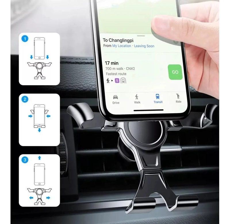 SOPORTE CELULAR AUTO REJILLA VENTILACION AJUSTABLE - 3