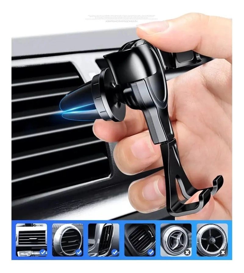 SOPORTE CELULAR AUTO REJILLA VENTILACION AJUSTABLE - 6