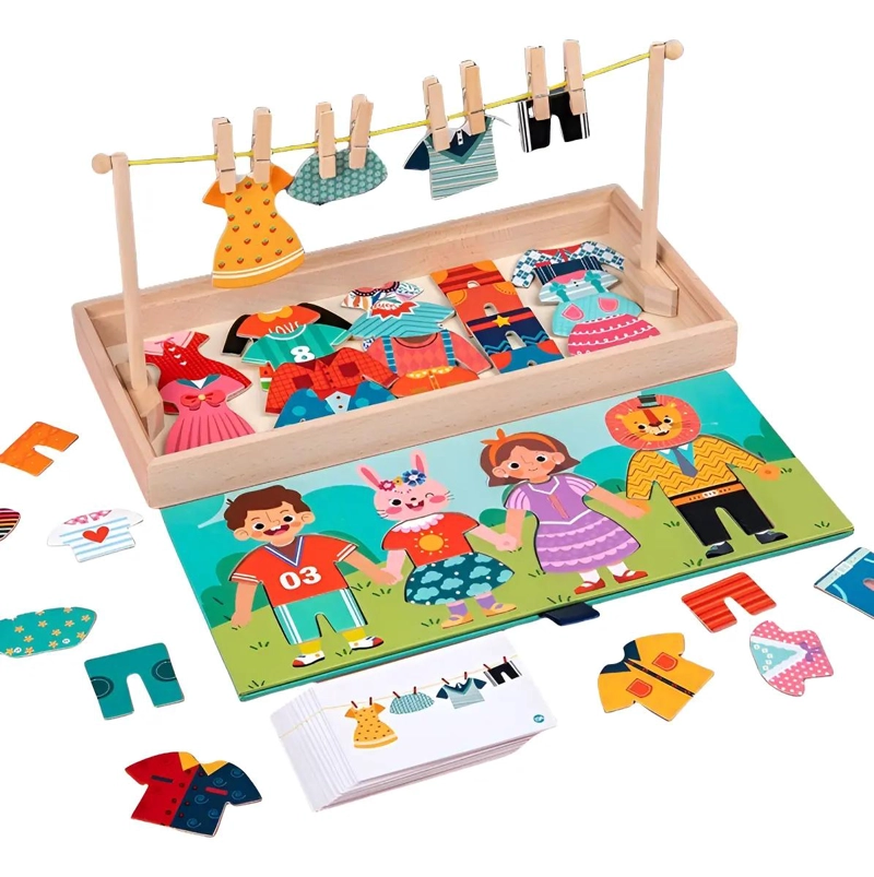 JUGUETE EDUCATIVO DE MADERA PARA VESTIR FIGURAS - 1